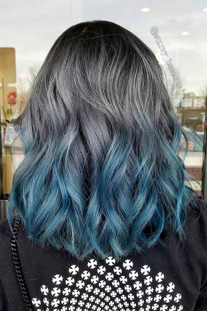 40+ Gorgeous Gray Hair Styles | Grey Ombre Hair, Blue Ombre Hair, Gray Hair  Color Ombre