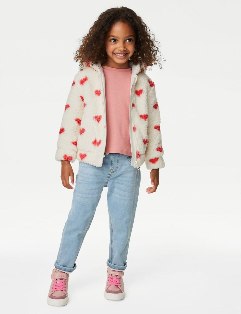 Borg Heart Print Hooded Jacket (2-8 Yrs) | M&S Collection | M&S