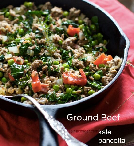 Ground Beef Italian Style With Pancetta, Kale, Sweet Peas - Spinach Tiger