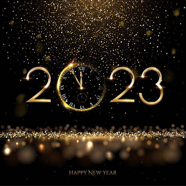 2023 Happy New Year Clock Countdown Background Gold Glitter Shining In  Light With Sparkles Abstract Celebration Greeting Festive Card Vector  Illustration Merry Holiday Poster Or Wallpaper Design Stock Illustration -  Download Image