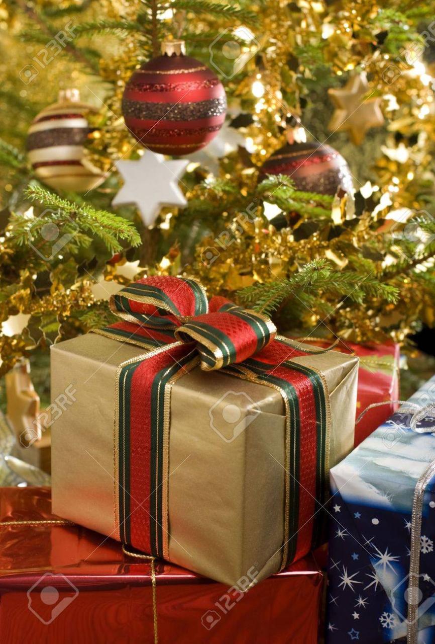 Christmas Gifts Under Christmas Tree Close Up Stock Photo, Picture And  Royalty Free Image. Image 2112039.