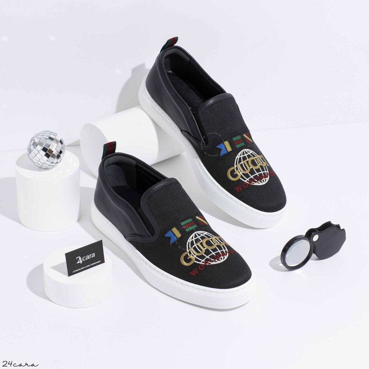 Gucci Dublin Worldwide Canvas / Leather Slip On