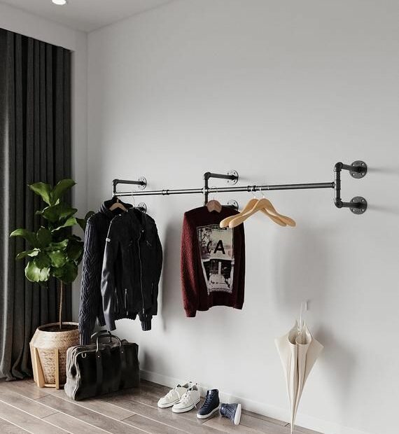 Add A Touch Of Simplicity To Your Home With This Clothes Rail. A Clever  Solution To Organis… | Clothing Rack Bedroom, Wall Clothing Rack, Wall  Mounted Clothing Rack