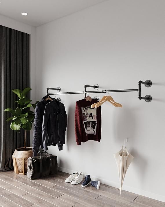 Add A Touch Of Simplicity To Your Home With This Clothes Rail. A Clever  Solution To Organis… | Clothing Rack Bedroom, Wall Clothing Rack, Wall  Mounted Clothing Rack