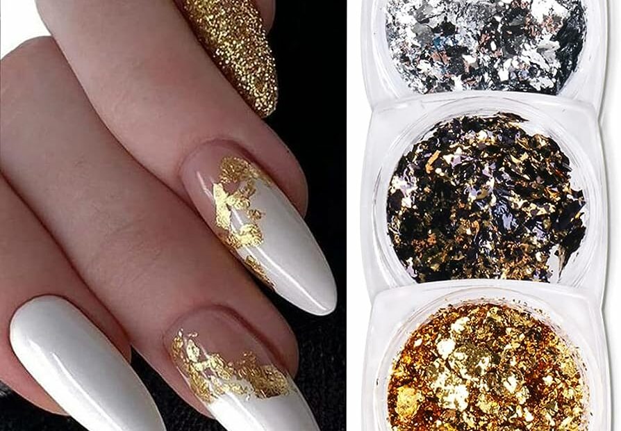 Amazon.Com: Gold Nail Art Foil Glitter Flakes Nail Powder Sequins 3D  Sparkly Aluminum Foil Flake Nail Art Supplies For Nails Chrome Powder  Holographic Diy Winter Manicure Decorations 3 Boxes : Beauty &