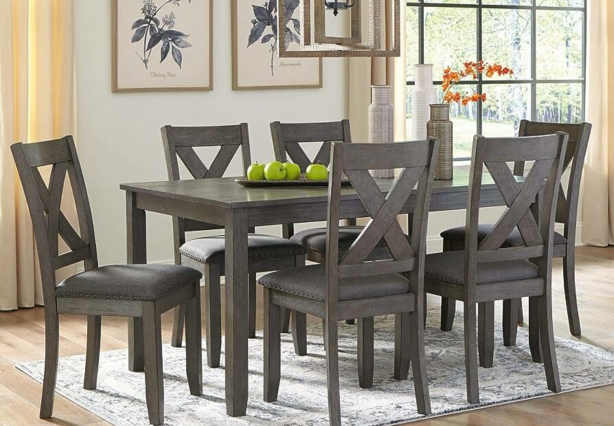 Amazon.Com: Signature Design By Ashley Caitbrook Rustic 7 Piece Dining Set,  Include Table And 6 Chairs, Gray : Everything Else