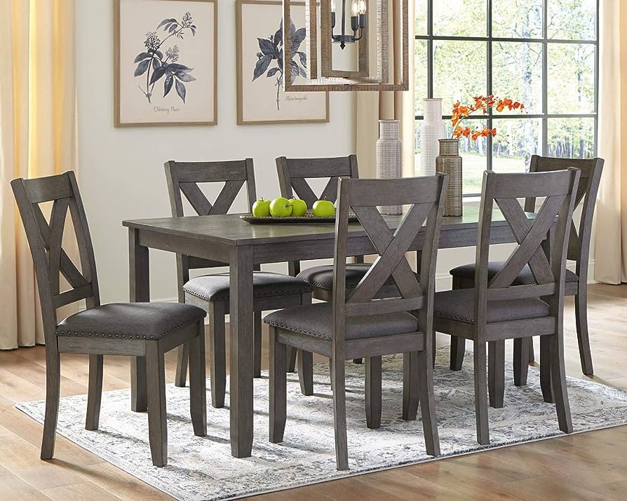 Amazon.Com: Signature Design By Ashley Caitbrook Rustic 7 Piece Dining Set,  Include Table And 6 Chairs, Gray : Everything Else