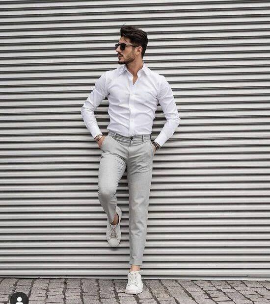 7 Best White Shirt Grey Trousers Ideas | Mens Fashion Casual, Mens Outfits,  Mens Casual Outfits