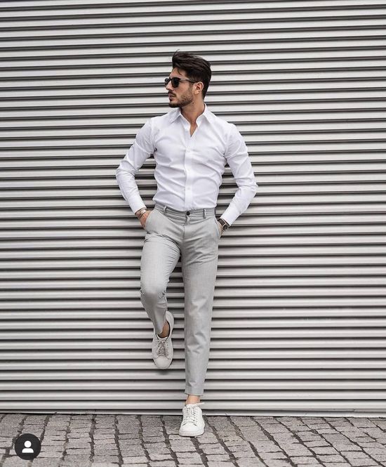 7 Best White Shirt Grey Trousers Ideas | Mens Fashion Casual, Mens Outfits,  Mens Casual Outfits