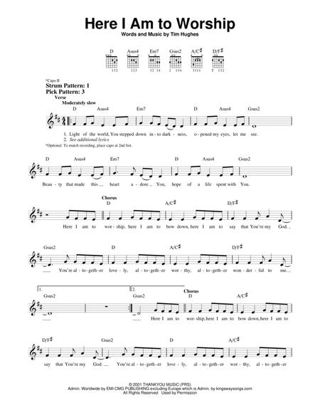 Here I Am To Worship By Tim Hughes Tim Hughes - Digital Sheet Music For -  Download & Print Hx.124358 | Sheet Music Plus