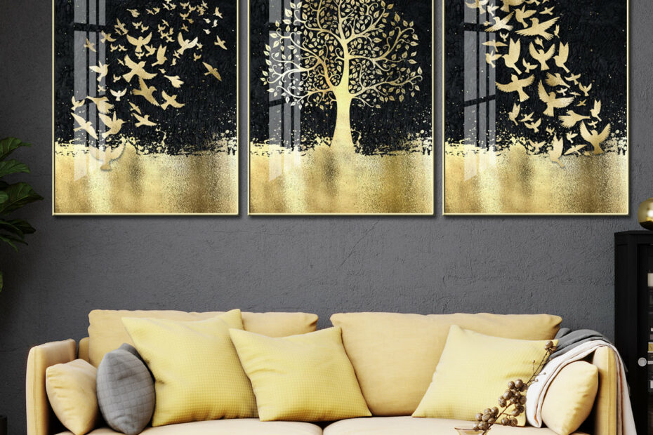 Nordic Golden Black Framed Canvas Wall Art | Dekor Company