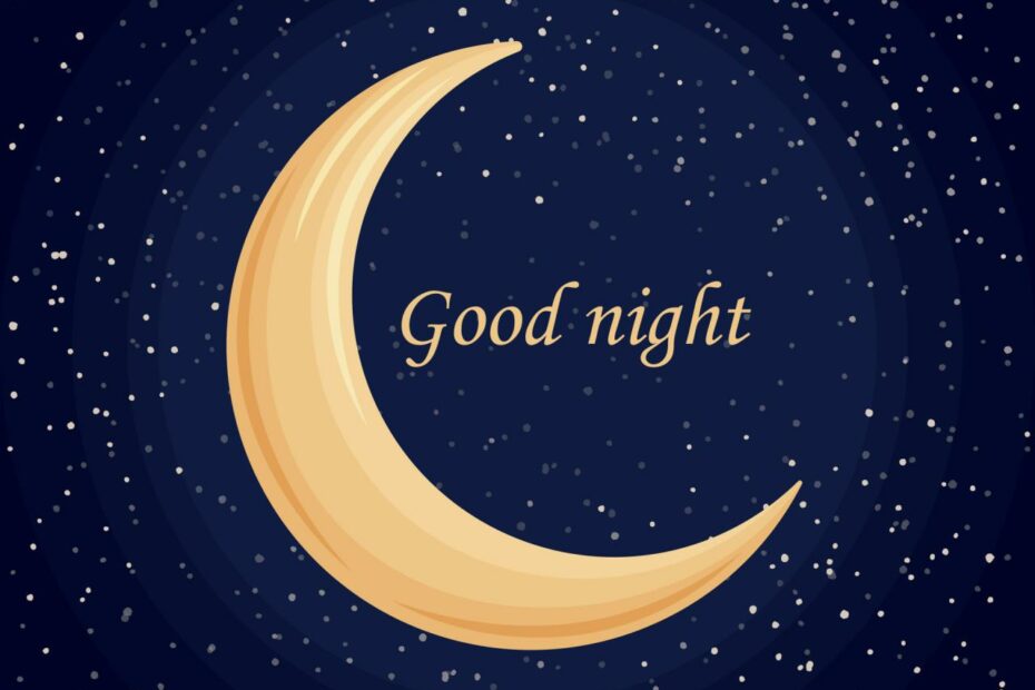 Good Night. Golden Crescent Moon On The Background Of The Starry Sky And  The Inscription Good Night. Night Illustration With The Image Of The Moon.  Vector Illustration 15034275 Vector Art At Vecteezy