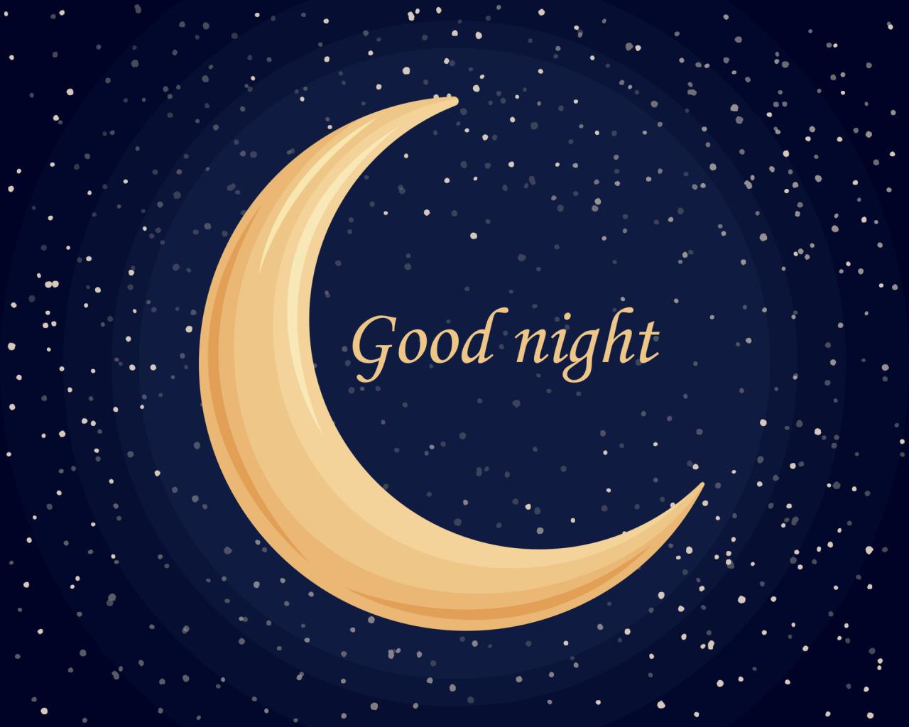 Good Night. Golden Crescent Moon On The Background Of The Starry Sky And  The Inscription Good Night. Night Illustration With The Image Of The Moon.  Vector Illustration 15034275 Vector Art At Vecteezy