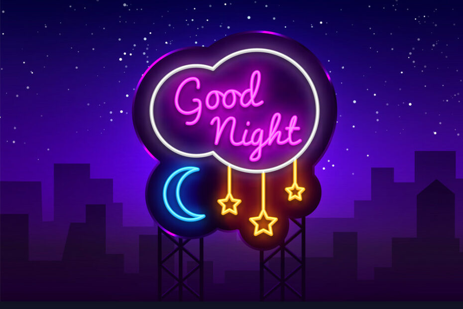 Good Night Neon Sign Night Neon Text Royalty Free Vector