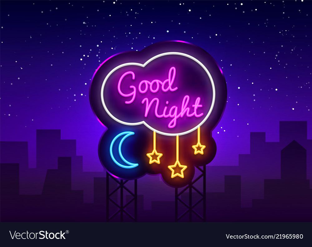 Good Night Neon Sign Night Neon Text Royalty Free Vector