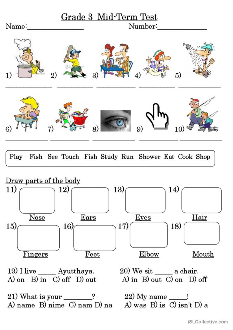 Grade 3 Test: English Esl Worksheets Pdf & Doc