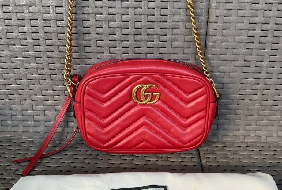 Gucci Red Gg Marmont Mini Camera Bag, Luxury, Bags & Wallets On Carousell