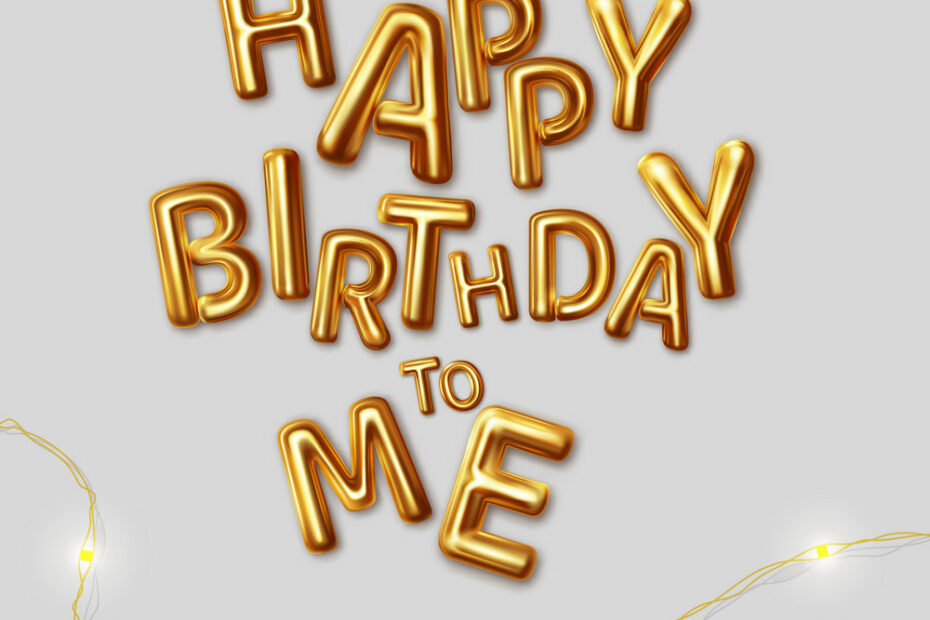 Happy Birthday To Me Inscription Gold Royalty Free Vector