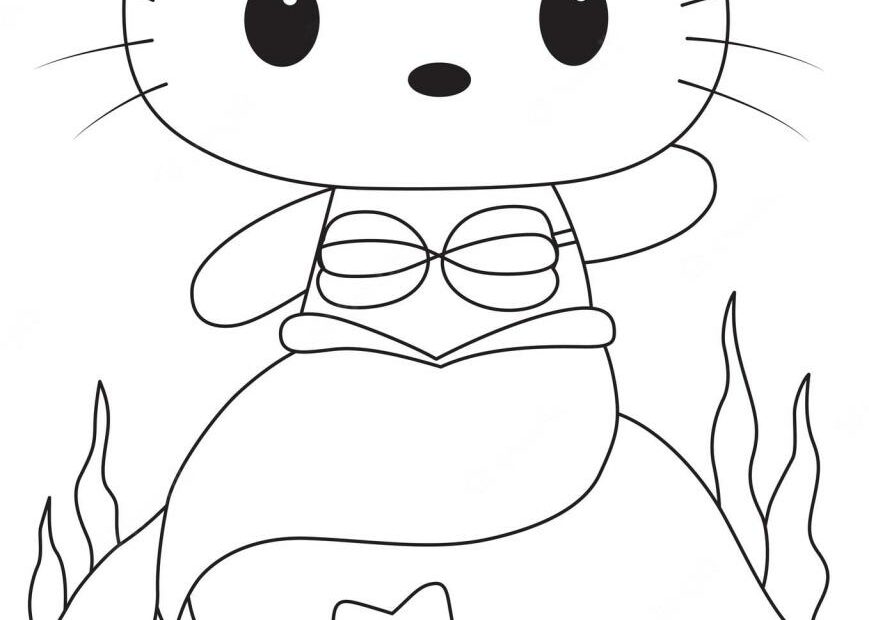 Premium Vector | Hello Kitty Line Art Vector