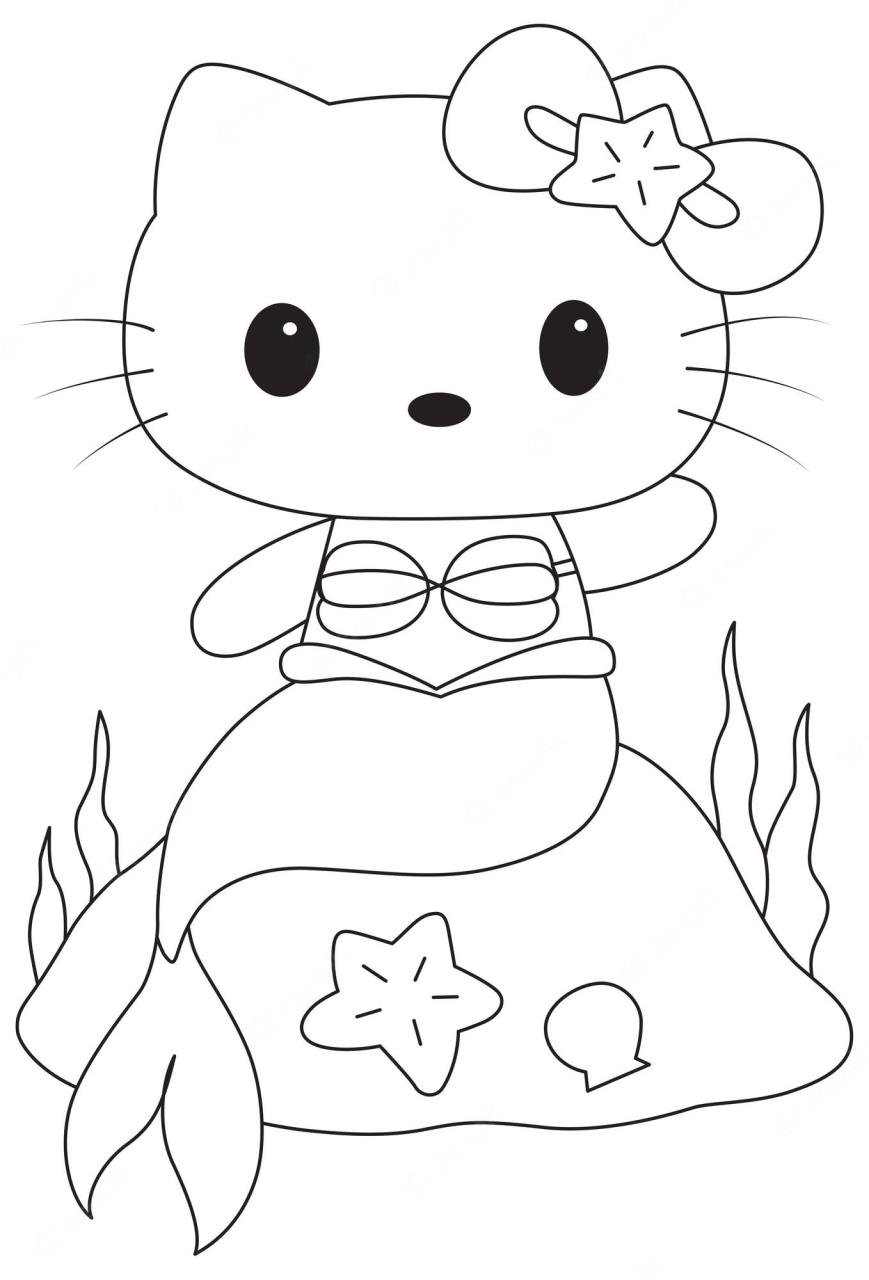 Premium Vector | Hello Kitty Line Art Vector