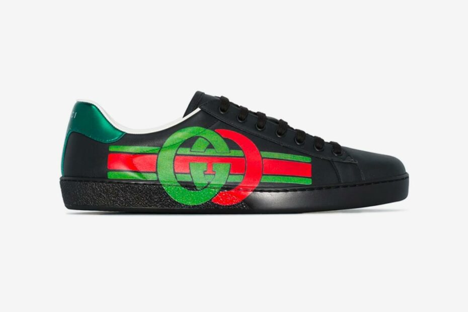 Gucci Red Green Black Ace Logo Print Leather Sneaker Release | Hypebeast