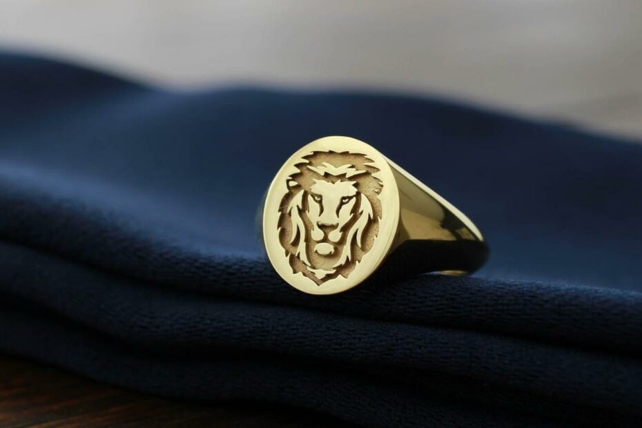 Gold Lion Ring Lion Head Ring Mens Lion Head Ring 14K Gold - Etsy