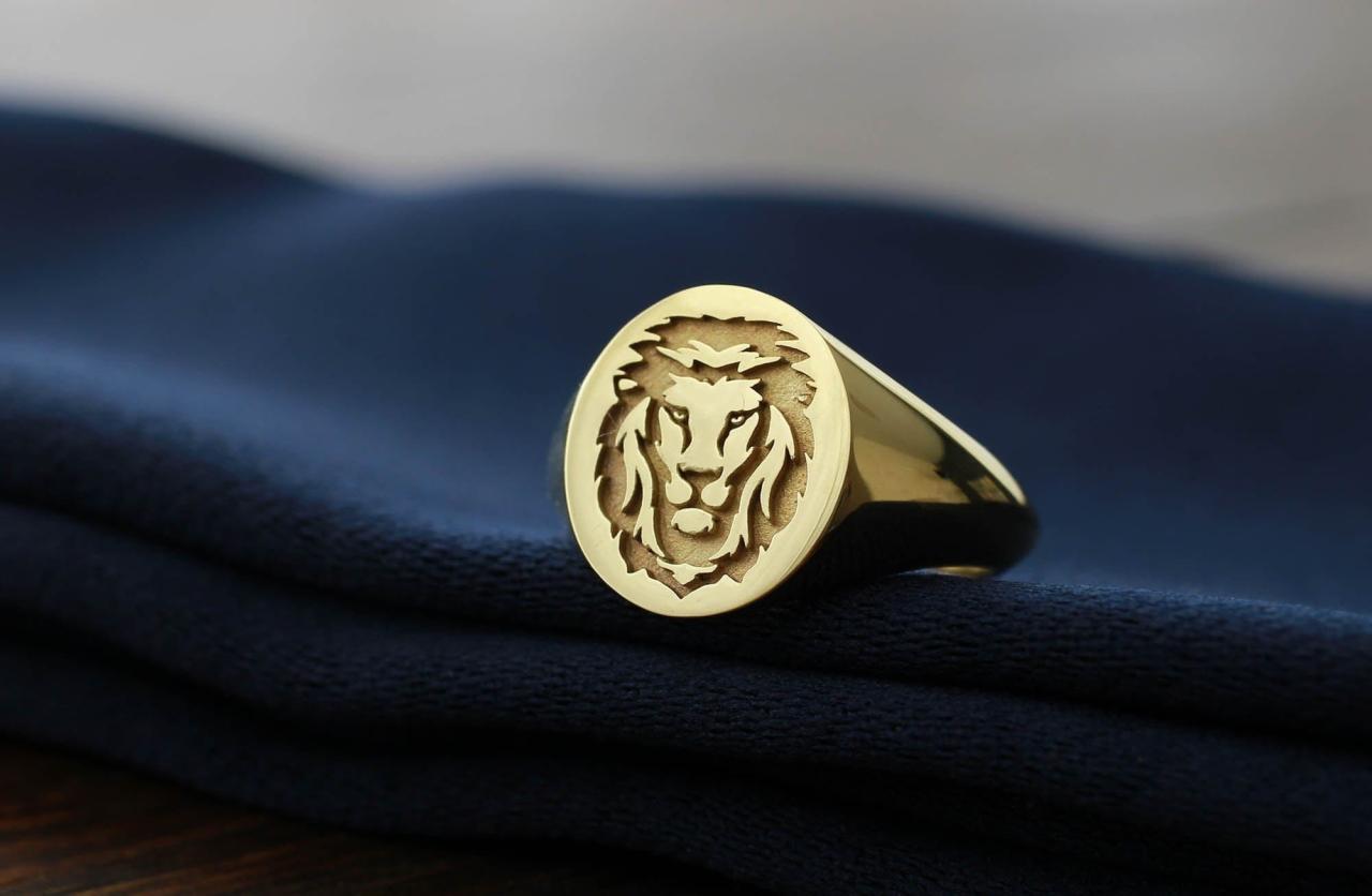 Gold Lion Ring Lion Head Ring Mens Lion Head Ring 14K Gold - Etsy