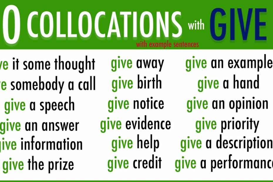 Learn 20 Must Know Collocations With Give Used In Daily English  Conversations With Example Sentences - Youtube