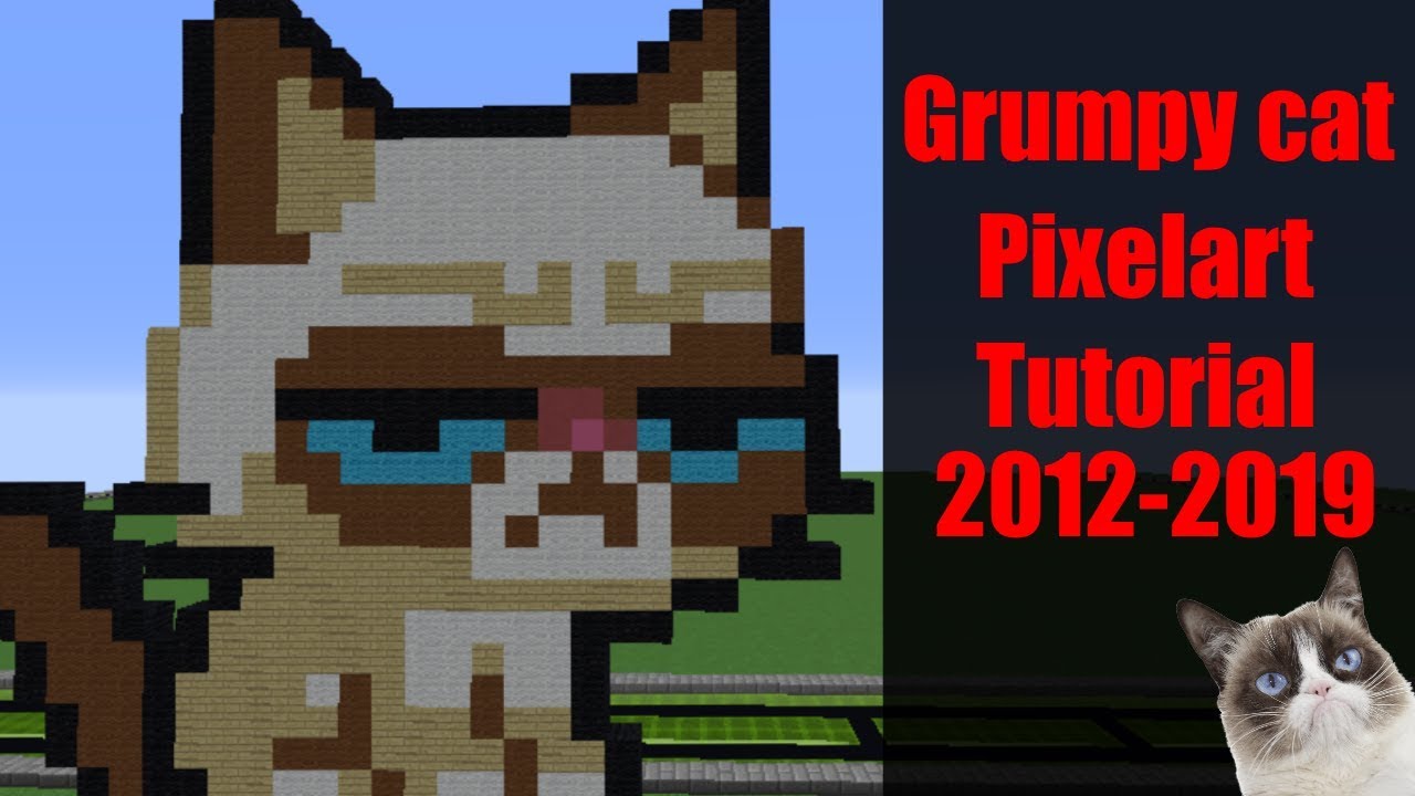 Minecraft Pixel Art Tutorial: Grumpy Cat - Youtube