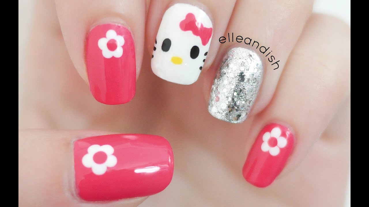 Easy Hello Kitty Nails (Freehand!) - Youtube