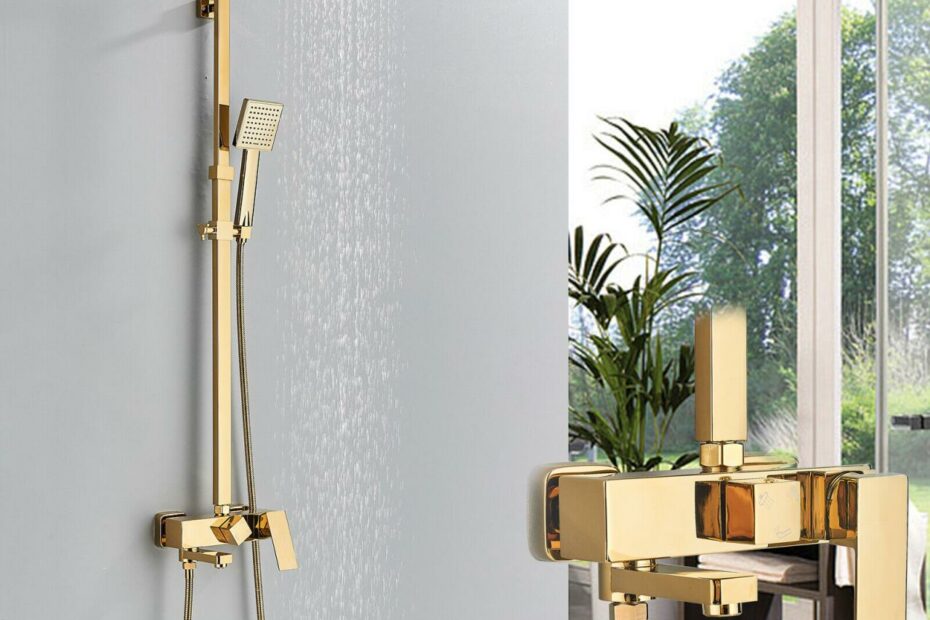 Polished Gold Bathroom Shower Set Mixer Tap 8