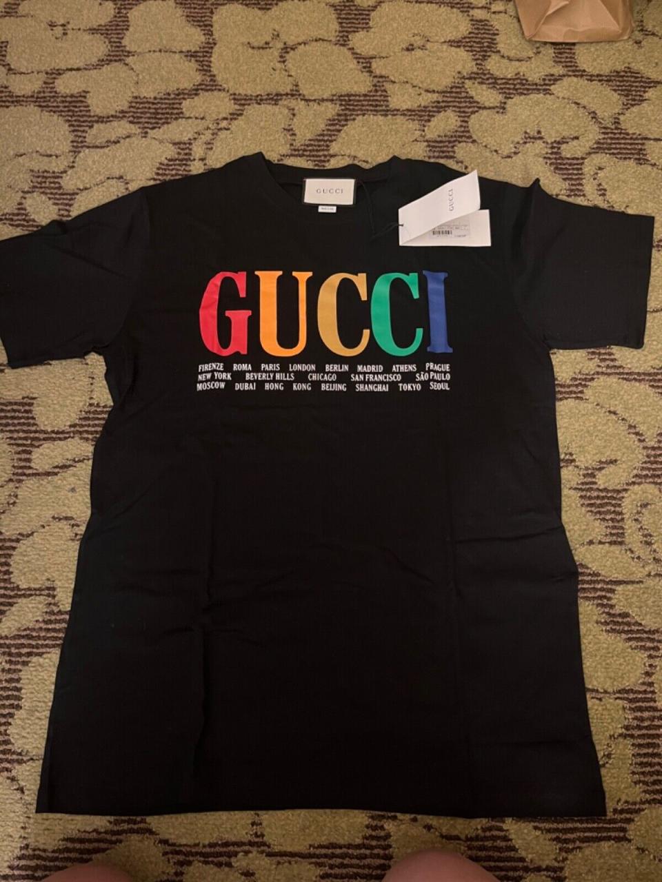 2018 Gucci World Multicolor Cities Tee Adult T Shirt Black Size L Large Nos  Nwt | Ebay