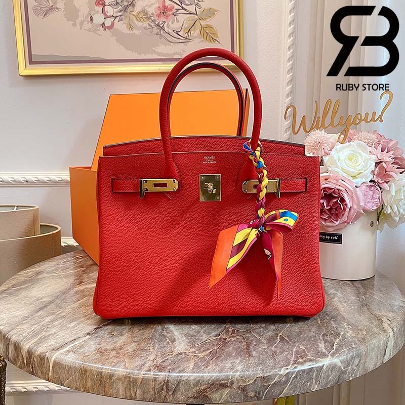 Túi Hermes Birkin 30Cm Màu Đỏ Khóa Vàng Siêu Cấp | Ruby Luxury