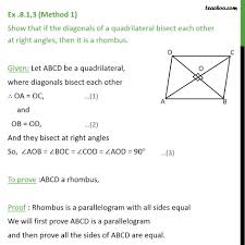 Question 2 - Show That If Diagonals Of A Quadrilateral Bisect